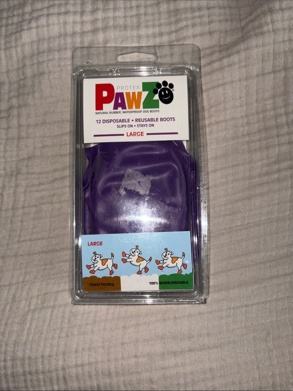 PAWZ Purple Waterproof Dog Boots - Large Pack 8 Reuseable Natural Rubber